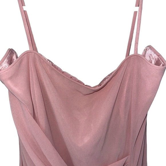 MAY QUEEN COUTURE DRESS GOWN SIZE 14  NUDE PINK V-NECK FLOWY A-LINE PRINCESS - Picture 4 of 16